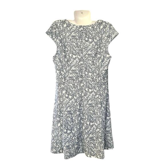 Ann Taylor Petite Blue/White Floral Vines Structured w/ Boning Dress | Size 14P - Picture 2 of 11